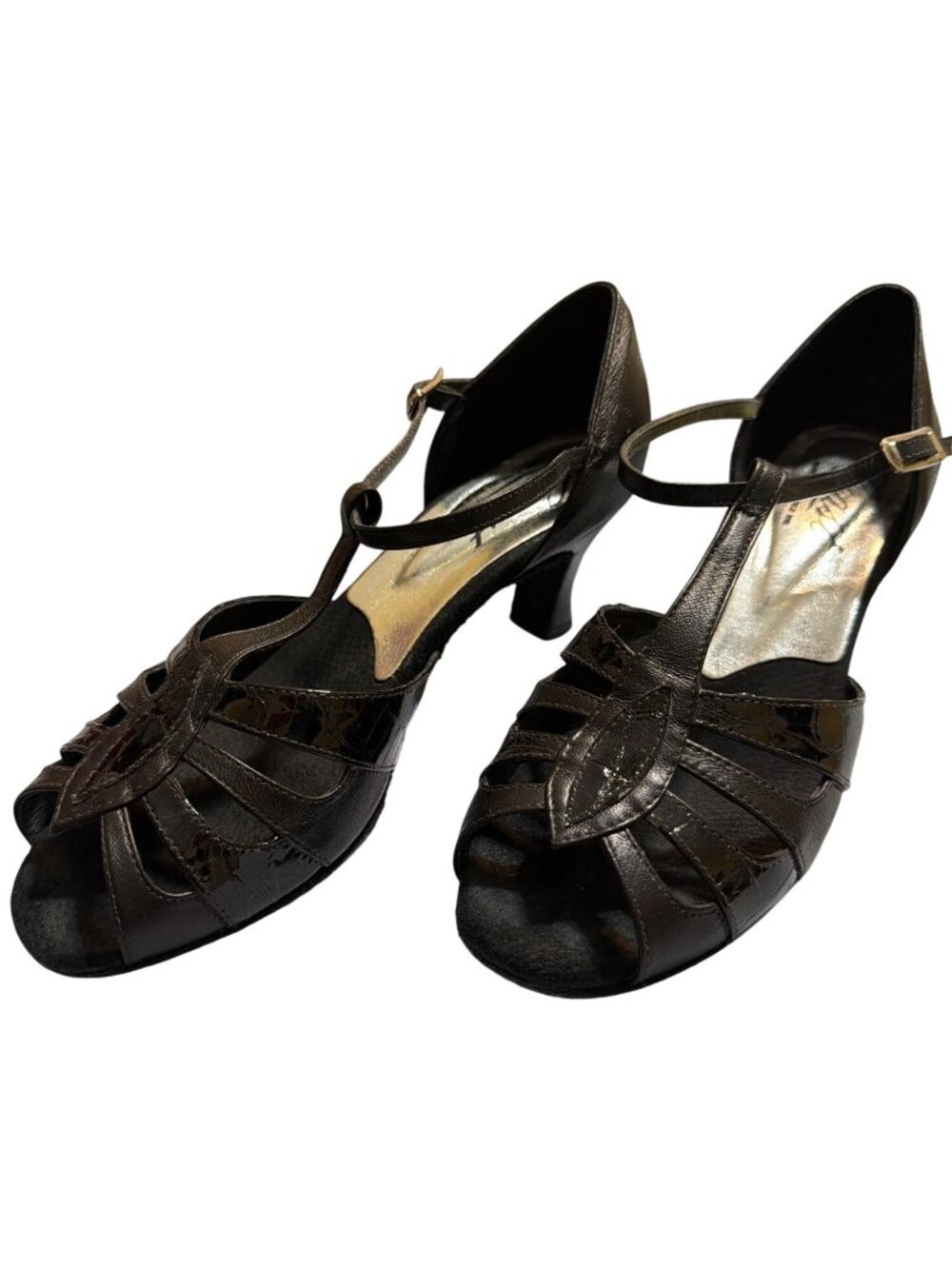 Coast Ballroom Shoes Marlene Black Croc Heels Cutout Design Made In USA Sz 7 Box